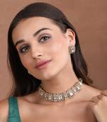 Gold tone polki necklace set