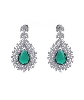 Rhodium plated ad stone studded triple layered necklace set 5