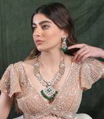 Polki & green jade tumbles bridal necklace set