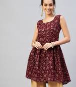 BURGUNDY SILVER GOLD PRINTED KURTA