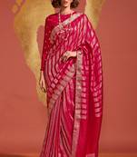 Rani Pink Pure Viscose Handloom Silk Jacquard Woven Saree With Blouse