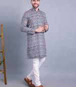 Shiwam mens cotton printed kurta with pyjama set mahir collection - gr
