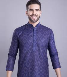 Iris Blue Cotton Printed Full Sleeve Kurta pajama for mens