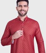 Shiwam mens cotton printed kurta with pyjama set mahir collection - red