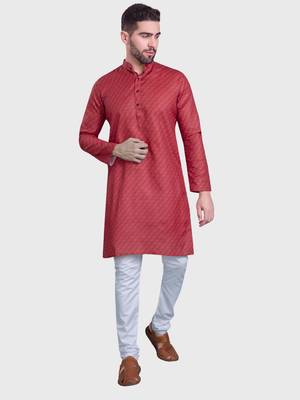 Shiwam mens cotton printed kurta with pyjama set mahir collection - red 4