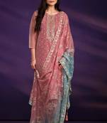 Pink Embroidered Organza  Straight Suit. Free size full stitched Up To 42" Size