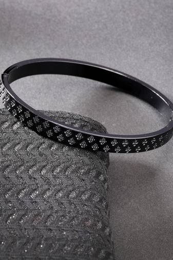 Men black rhodium-plated stainless steel kada bracelet