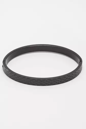 Men black rhodium-plated stainless steel kada bracelet