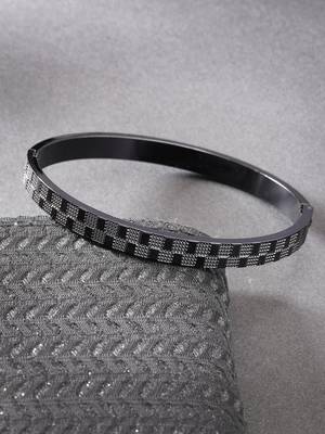Men black rhodium-plated stainless steel kada bracelet 1