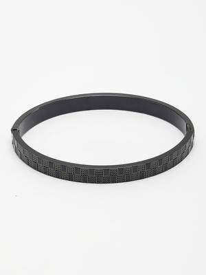 Men black rhodium-plated stainless steel kada bracelet 4
