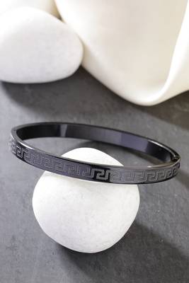 Men black rhodium-plated stainless steel kada bracelet 1