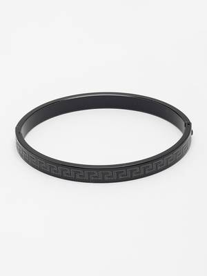 Men black rhodium-plated stainless steel kada bracelet 4