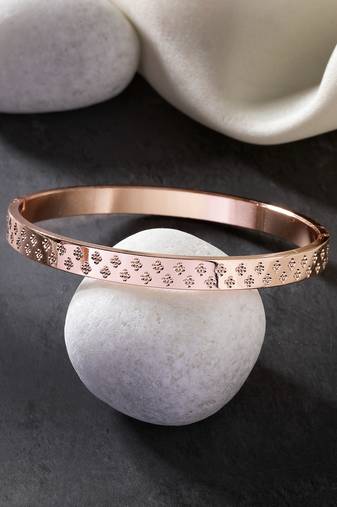 Men rose gold stainless steel kada bracelet