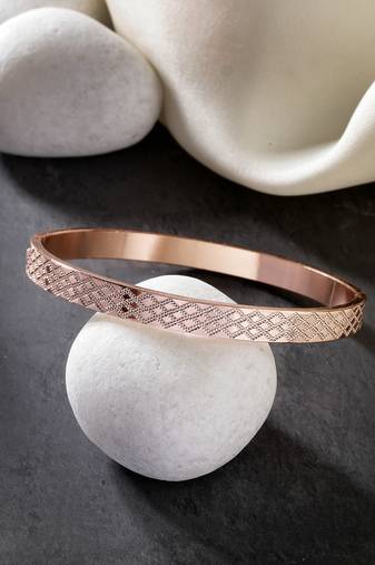 Men rose gold stainless steel kada bracelet