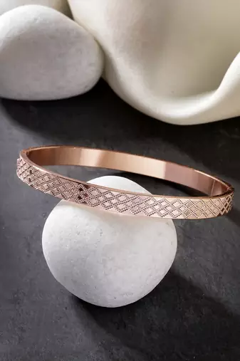 Men rose gold stainless steel kada bracelet