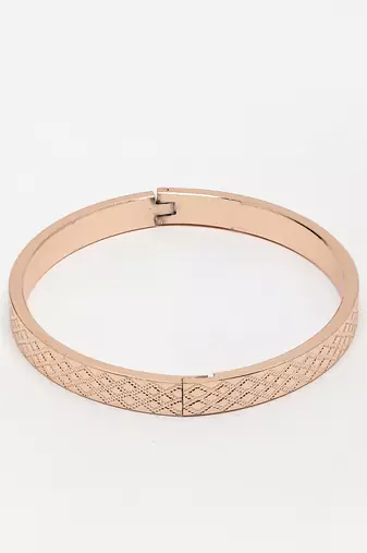 Men rose gold stainless steel kada bracelet