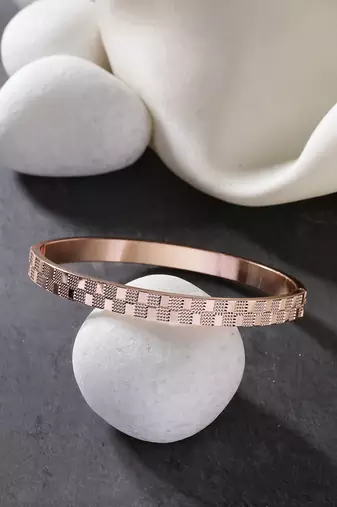 Men rose gold stainless steel kada bracelet