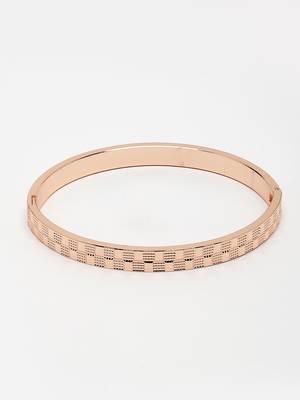 Men rose gold stainless steel kada bracelet 4