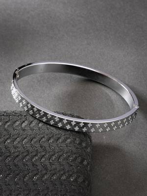 Men silver-plated stainless steel kada bracelet 1