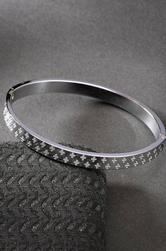 Men silver-plated stainless steel kada bracelet