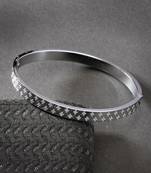 Men silver-plated stainless steel kada bracelet