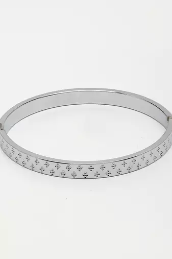 Men silver-plated stainless steel kada bracelet