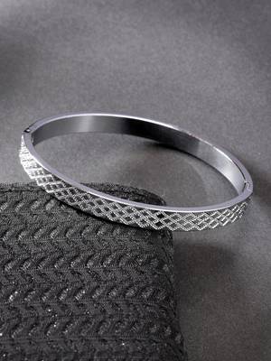 Men silver-plated stainless steel kada bracelet 1