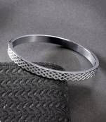 Men silver-plated stainless steel kada bracelet
