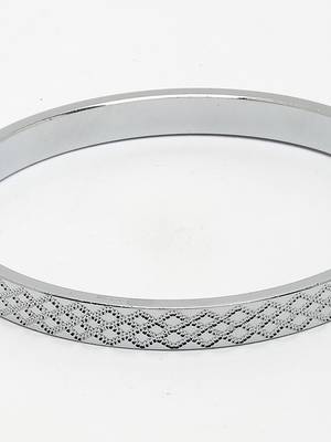 Men silver-plated stainless steel kada bracelet 2