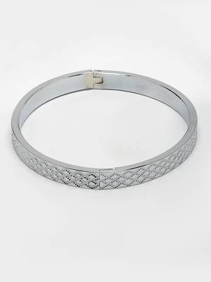 Men silver-plated stainless steel kada bracelet 3