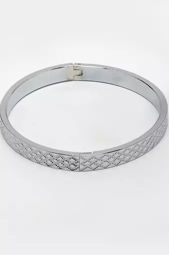 Men silver-plated stainless steel kada bracelet