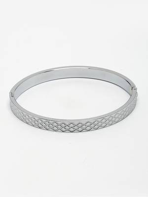 Men silver-plated stainless steel kada bracelet 4