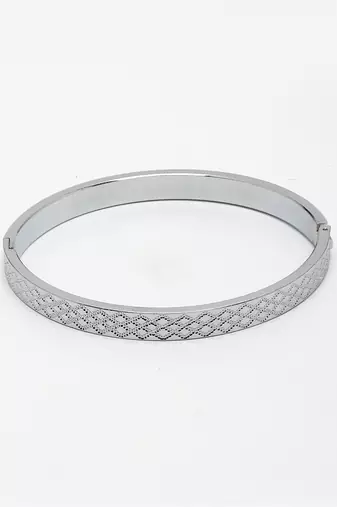 Men silver-plated stainless steel kada bracelet