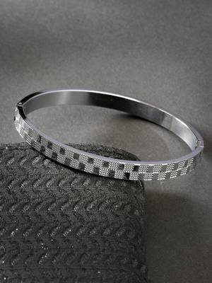 Men silver-plated stainless steel kada bracelet 1