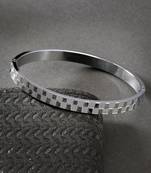 Men silver-plated stainless steel kada bracelet