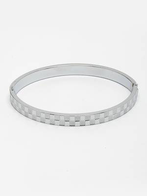 Men silver-plated stainless steel kada bracelet 4