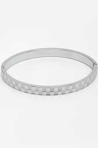Men silver-plated stainless steel kada bracelet