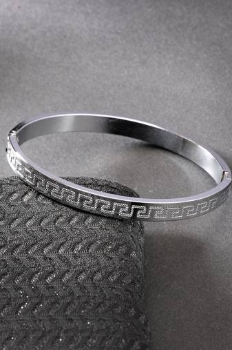 Men silver-plated stainless steel kada bracelet