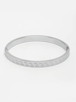 Men silver-plated stainless steel kada bracelet 4