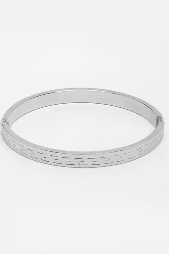 Men silver-plated stainless steel kada bracelet