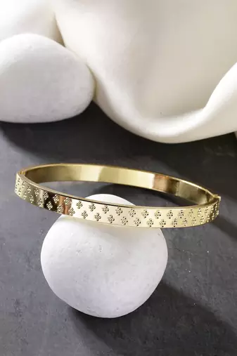 Men set of 2 gold & black rhodium-plated  stainless steel kada bracelet