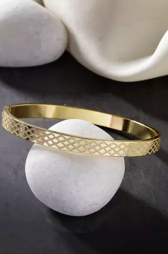 Men set of 2 gold & black rhodium-plated  stainless steel kada bracelet