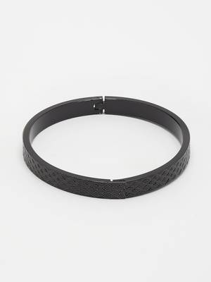 Men set of 2 gold & black rhodium-plated  stainless steel kada bracelet 3