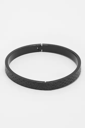 Men set of 2 gold & black rhodium-plated  stainless steel kada bracelet