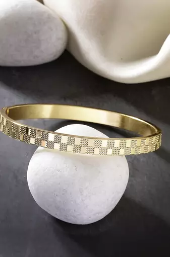 Men set of 2 gold & black rhodium-plated  stainless steel kada bracelet