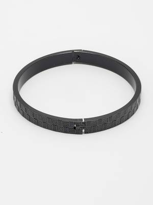 Men set of 2 gold & black rhodium-plated  stainless steel kada bracelet 4