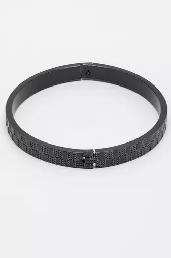 Men set of 2 gold & black rhodium-plated  stainless steel kada bracelet