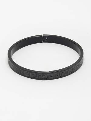 Men set of 2 gold & black rhodium-plated  stainless steel kada bracelet 3
