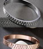 Men set of 2 rhodium-plated stainless steel kada bracelet