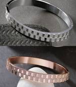 Men set of 2 rhodium-plated stainless steel kada bracelet